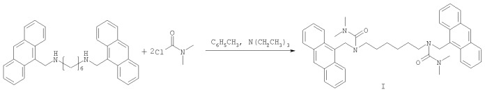 N,n&#39;-бис(диметилкарбамоил)-n,n&#39;-бис(9-антрилметил)гексан-1,6-диамин - флуоресцентный хемосенсор на катионы eu3+ (патент 2372328)