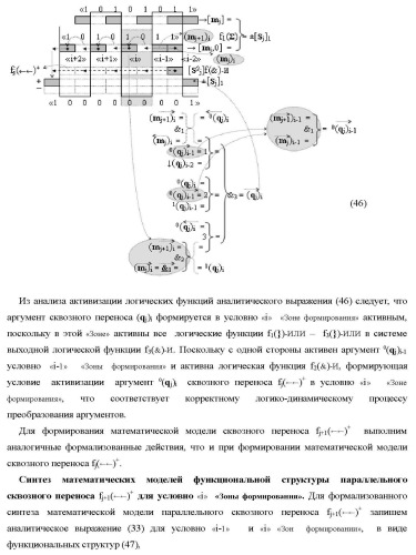 Функциональные структуры параллельно-последовательных сквозных переносов fj+1(  )+ и fj(  )+ в условно &quot;i&quot; &quot;зоне формирования&quot; для корректировки результирующей предварительной суммы первого уровня аргументов частичных произведений параллельно-последовательного умножителя f ( ) позиционного формата множимого [mj]f(2n) и множителя [ni]f(2n) (варианты) (патент 2431886)