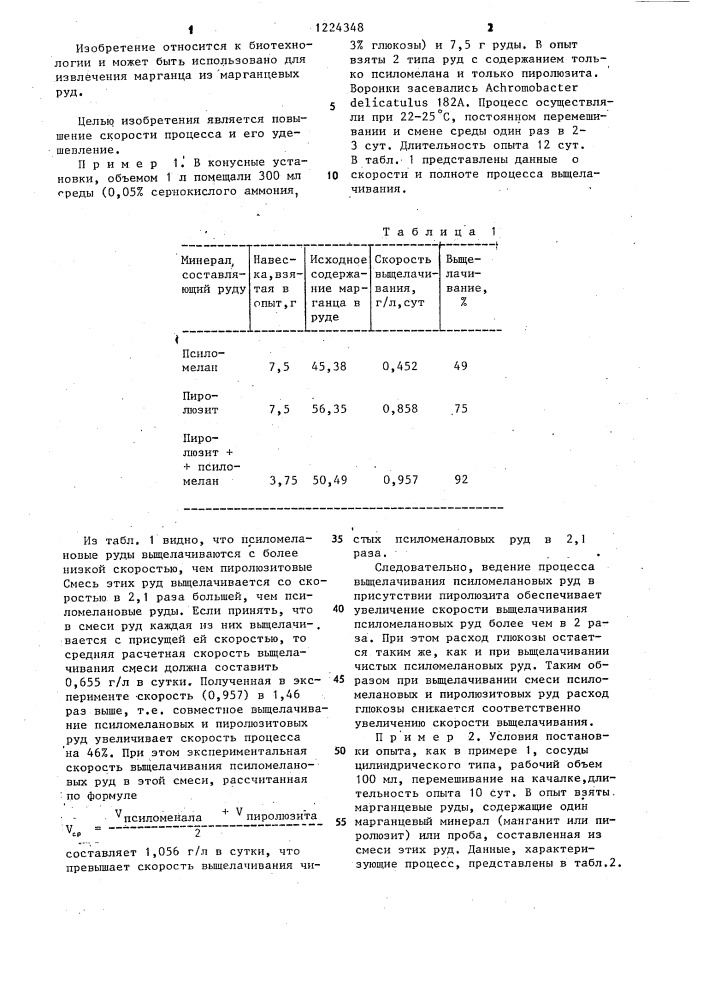 Способ извлечения марганца из руд (патент 1224348)