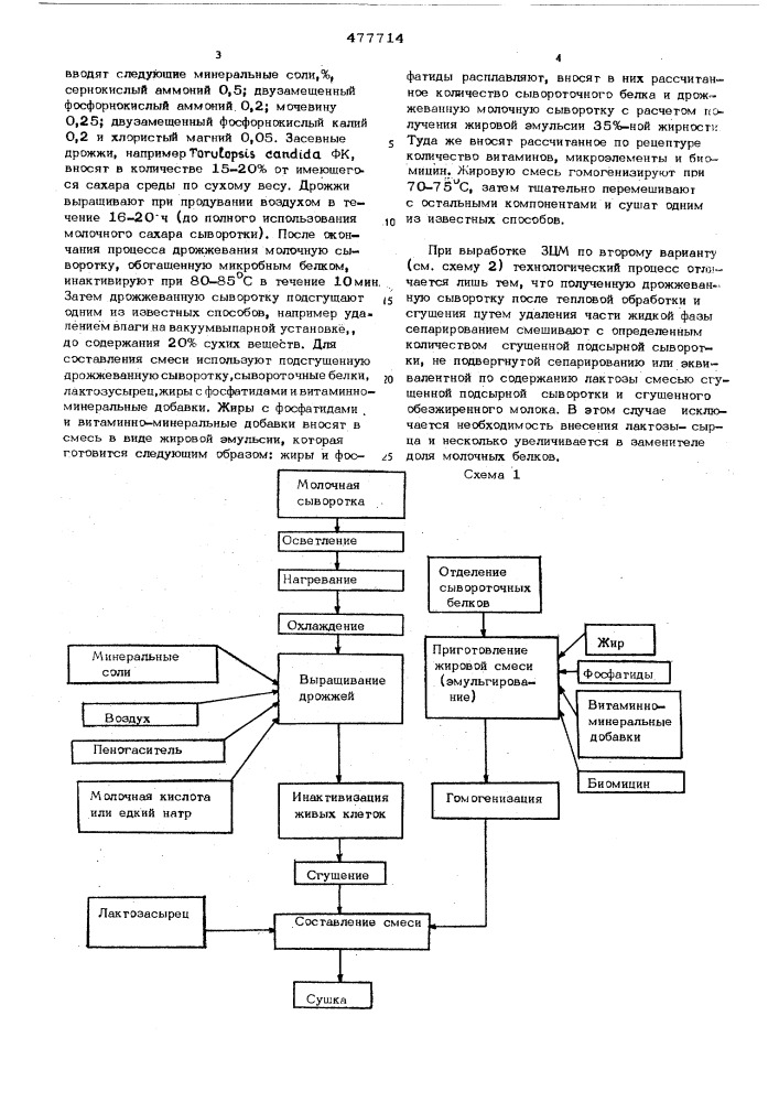 Способ получения заменителя молока для молодняка животных (патент 477714)