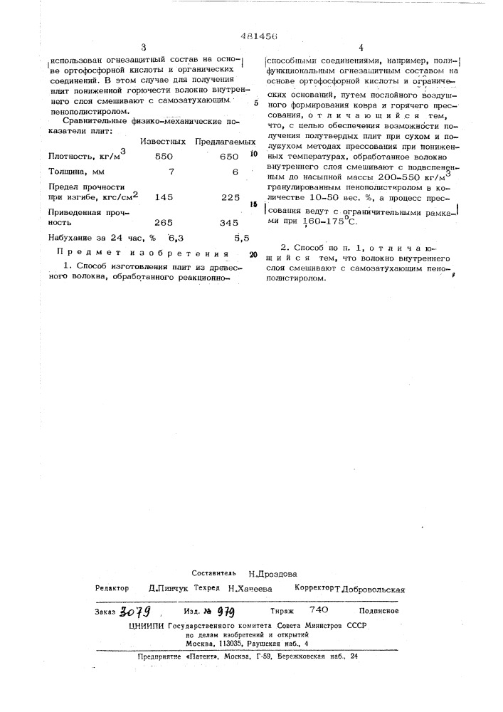 Способ изготовления плит из древесного волокна (патент 481456)