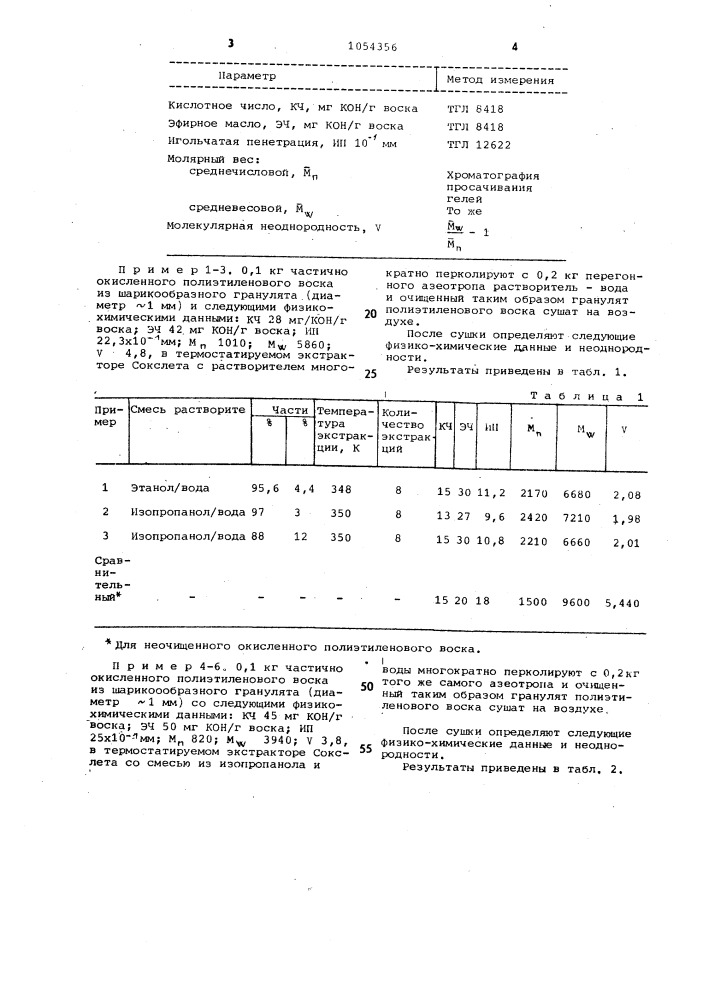 Способ уменьшения неоднородности кислородсодержащих полиэтиленовых восков (патент 1054356)