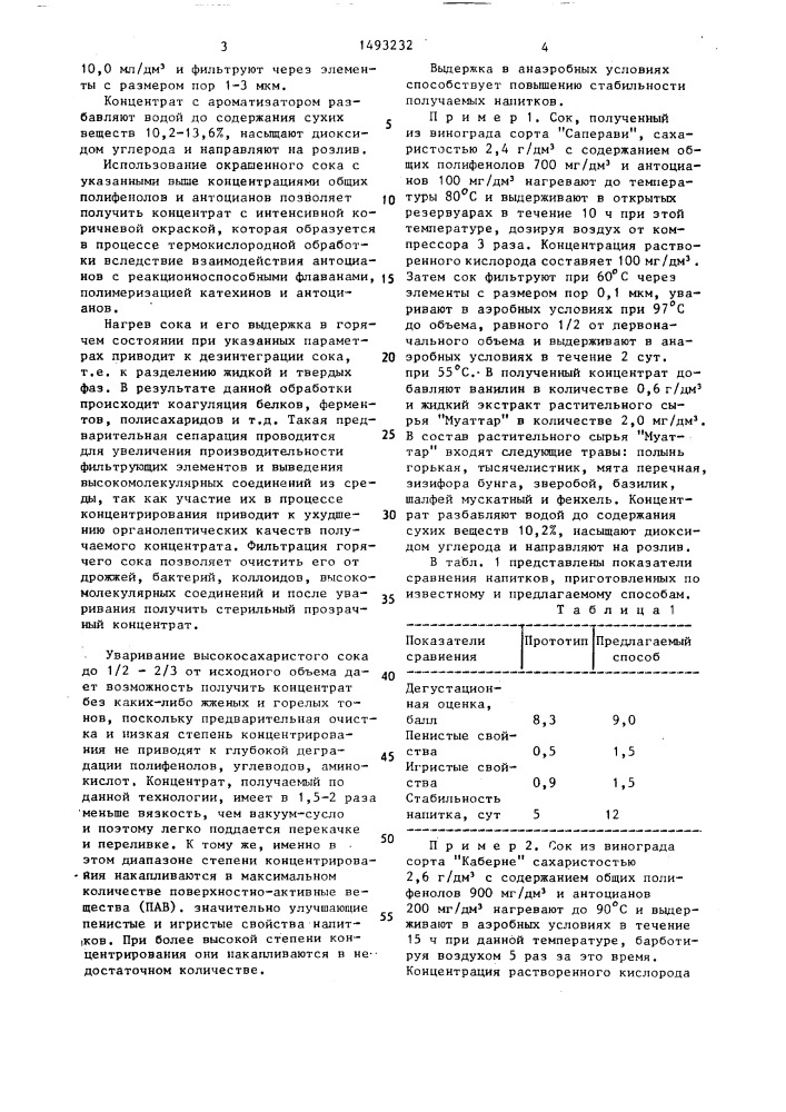 Способ производства безалкогольного напитка (патент 1493232)