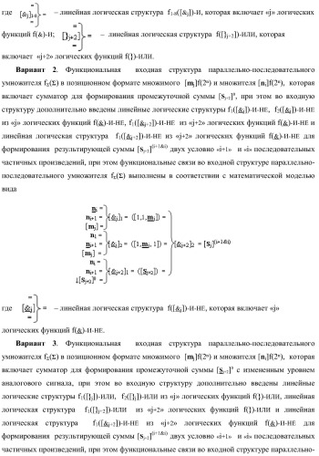 Функциональная входная структура параллельно-последовательного умножителя f ( ) в позиционном формате множимого [mj]f(2n) и множителя [ni]f(2n) (варианты) (патент 2422881)