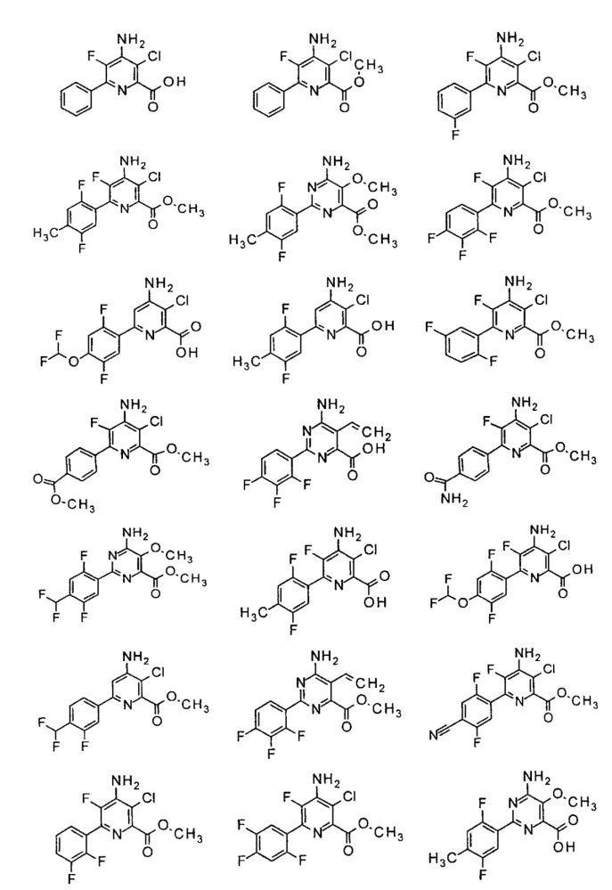 4-амино-6-(4-замещенные-фенил)-пиколинаты и 6-амино-2-(4-замещенные-фенил)-пиримидин-4-карбоксилаты и их применение в качестве гербицидов (патент 2652132)
