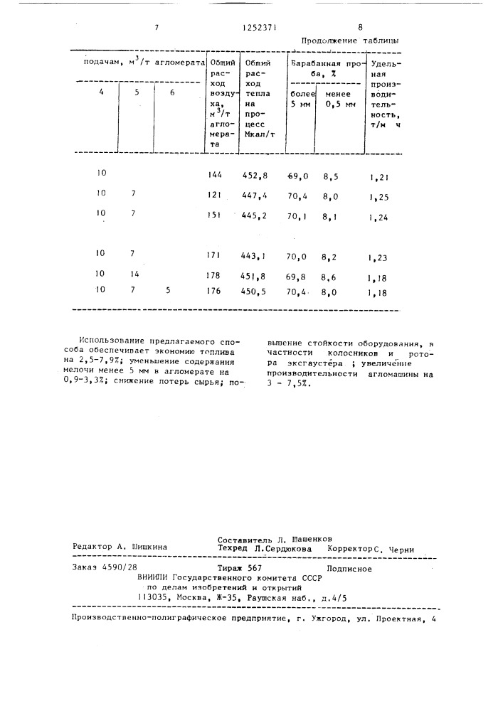 Способ окускования железорудного сырья (патент 1252371)