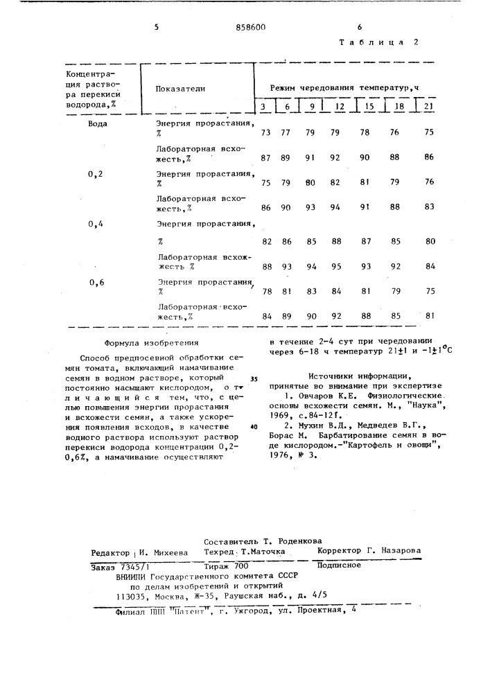 Способ предпосевной обработки семян томата (патент 858600)