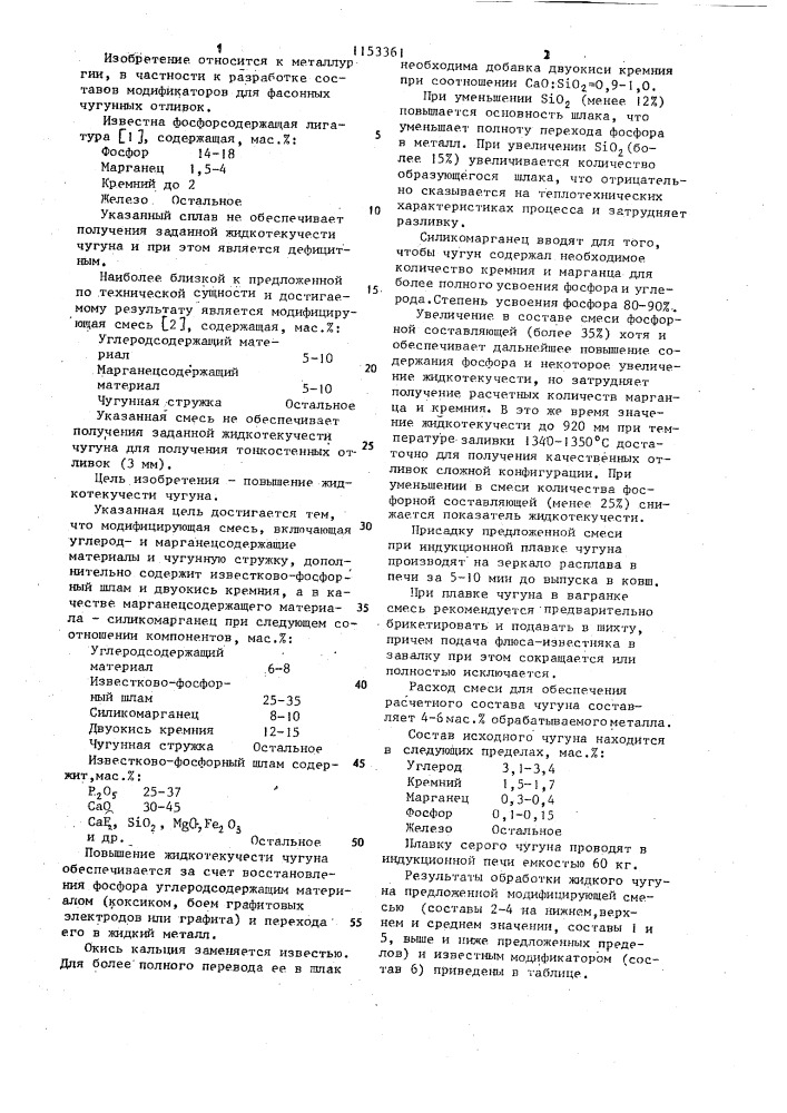 Модифицирующая смесь (патент 1153361)