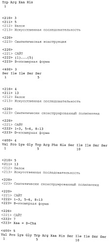 Пептидные аналоги альфа-меланоцитстимулирующего гормона (патент 2496786)