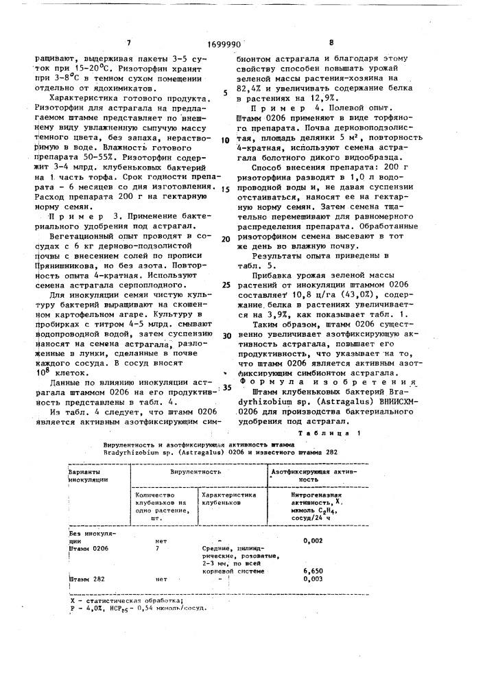 Штамм клубеньковых бактерий вrаdyrнizовiuм sp. (аsтrаgаlus) для производства бактериального удобрения под астрагал (патент 1699990)