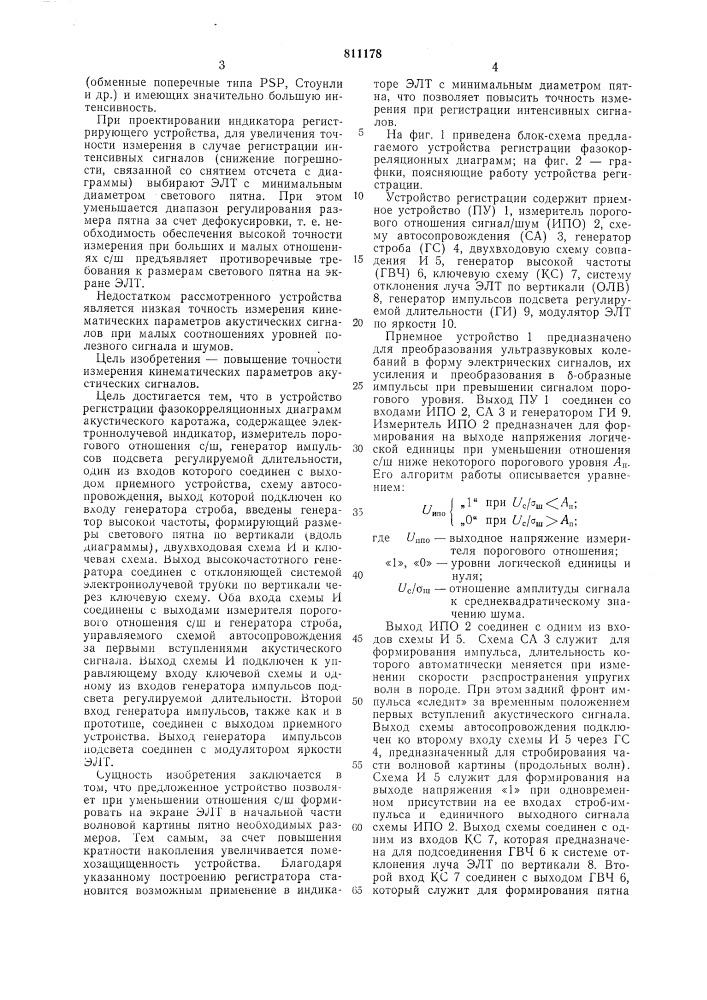 Устройство регистрации фазокорреляцион-ных диаграмм (патент 811178)