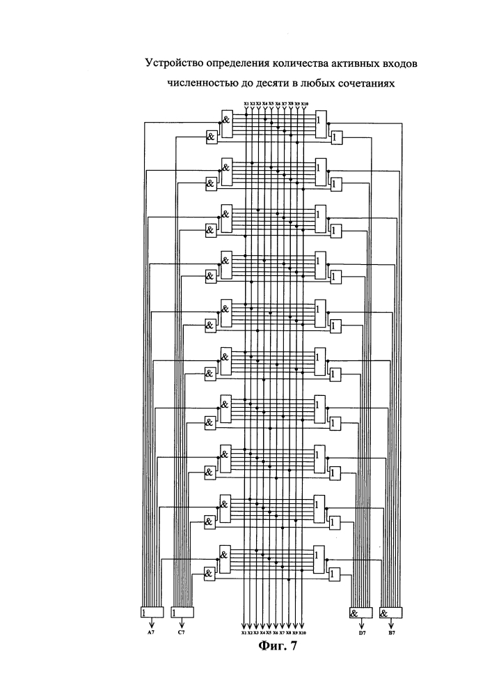 Устройство определения количества активных входов в любых сочетаниях из десяти возможных (патент 2604347)
