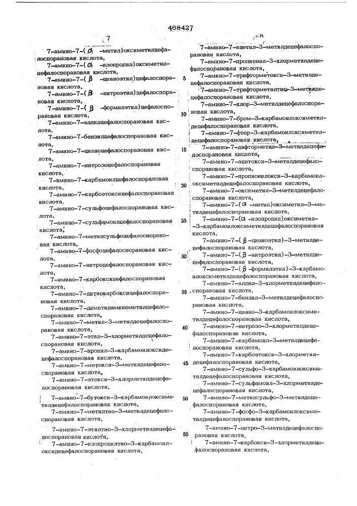 Способ получения производных цефалоспоринов или пенициллинов (патент 468427)