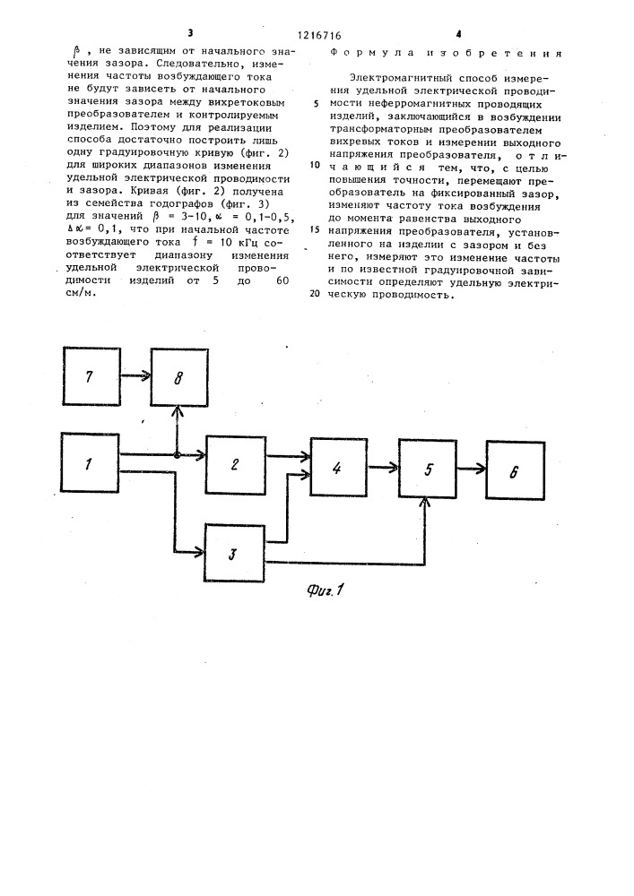Электромагнитный способ измерения удельной электрической проводимости неферромагнитных проводящих изделий (патент 1216716)