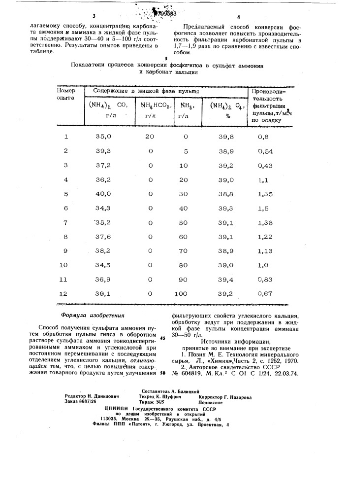 Способ получения сульфата аммония (патент 709533)