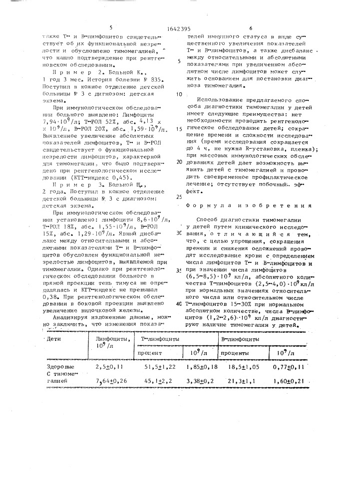 Способ диагностики тимомегалии у детей (патент 1642395)