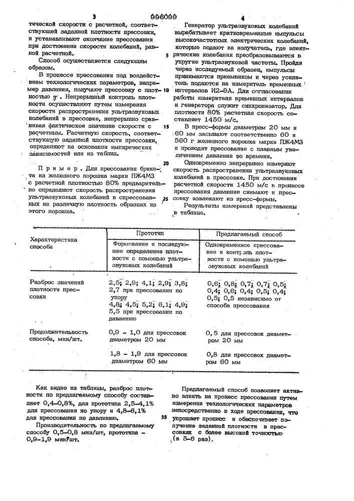 Способ контроля процесса прессования порошковых материалов (патент 996099)