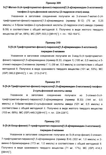 Производные ацетиленил-пиразоло-пиримидина в качестве антагонистов mglur2 (патент 2412943)