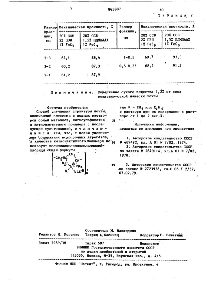 Способ улучшения структуры почвы (патент 865887)