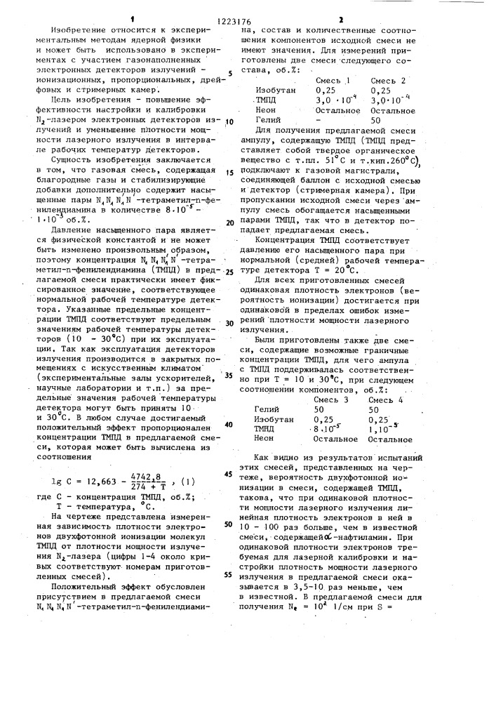 Газовая смесь для электронных детекторов излучений (патент 1223176)