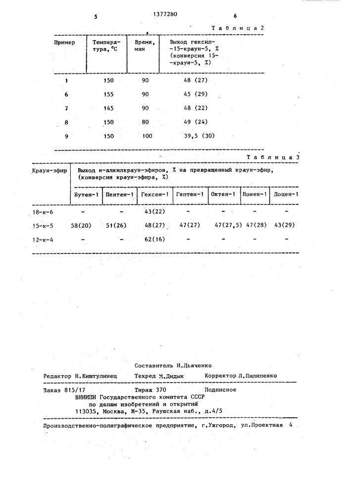 Способ получения н-алкилкраунэфиров (патент 1377280)