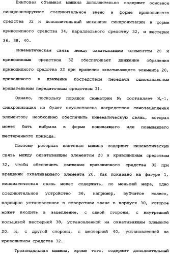 Роторная винтовая машина объемного типа и способ преобразования движения в объемной винтовой машине (патент 2336436)