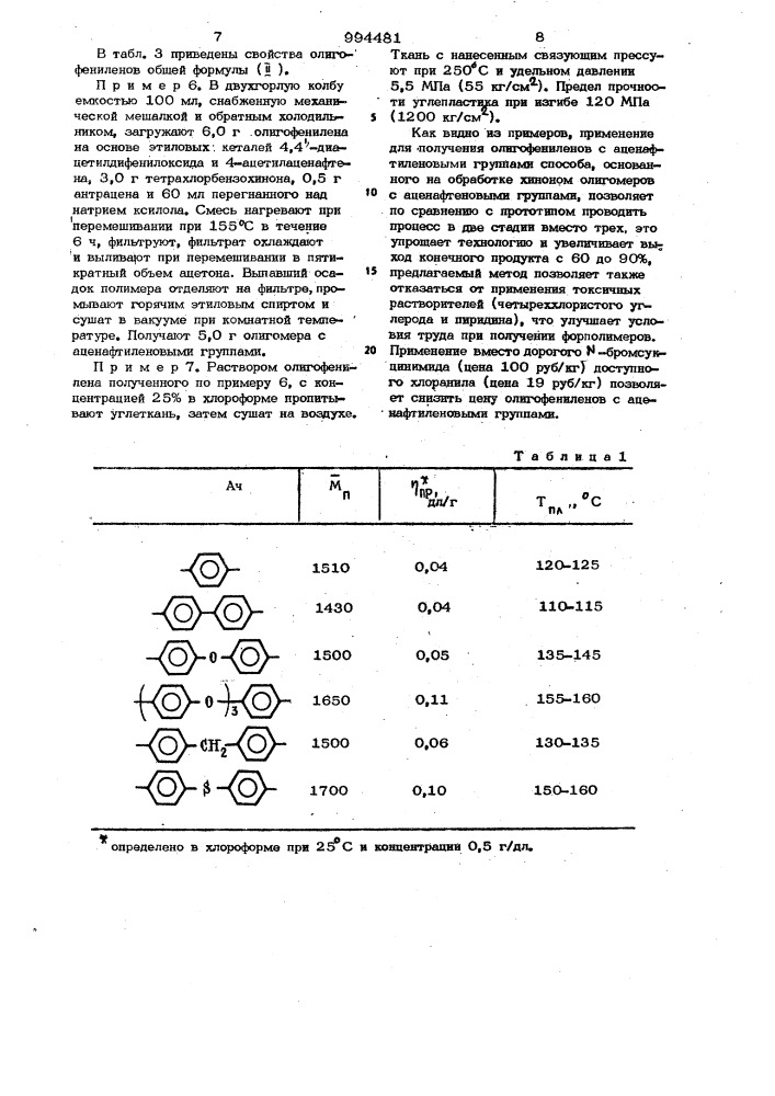 Способ получения аценафтиленсодержащих олигофениленов (патент 994481)