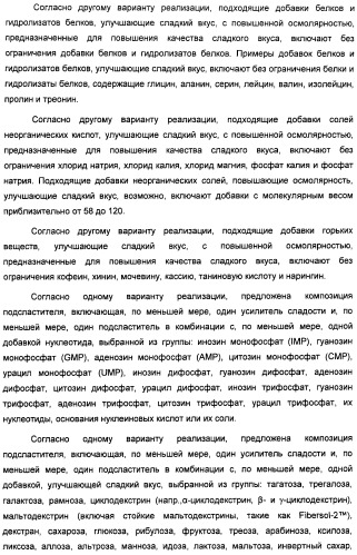 Композиции подсластителя, обладающие повышенной степенью сладости и улучшенными временными и/или вкусовыми характеристиками (патент 2459435)