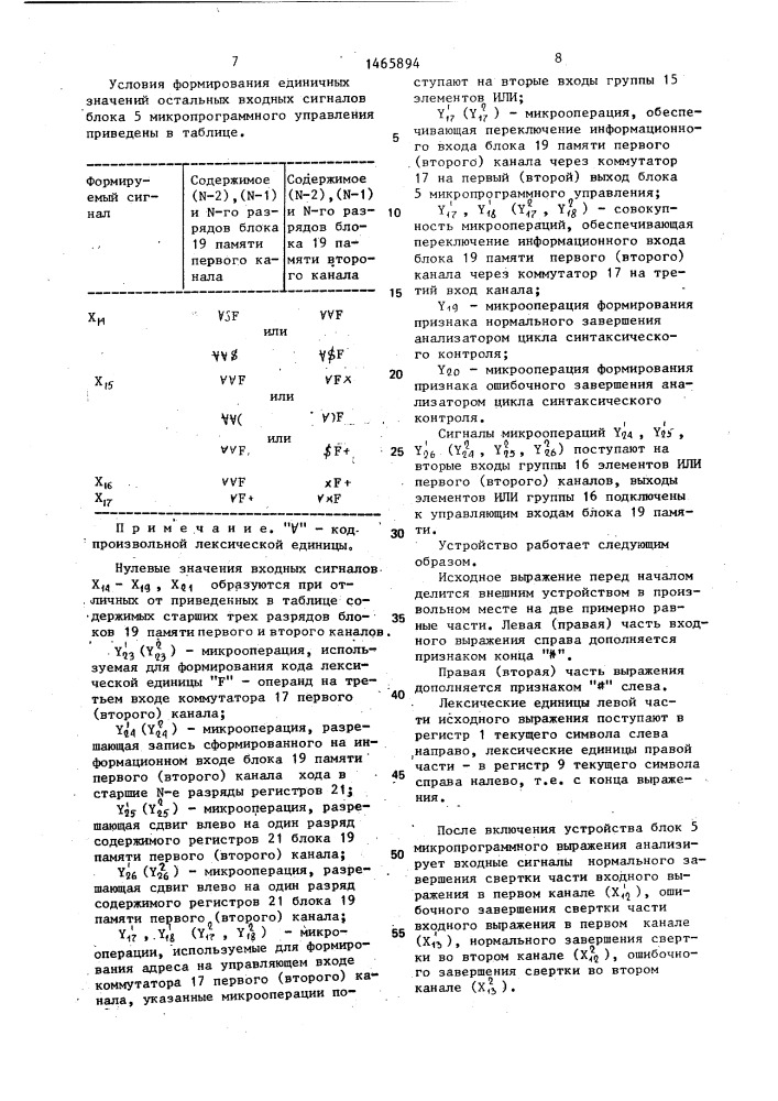 Параллельный синтаксический анализатор (патент 1465894)