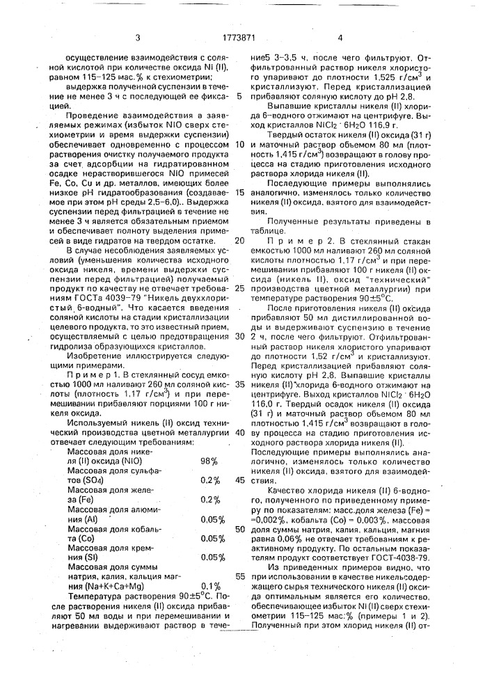 Способ получения хлорида никеля (ii) реактивной квалификации (патент 1773871)