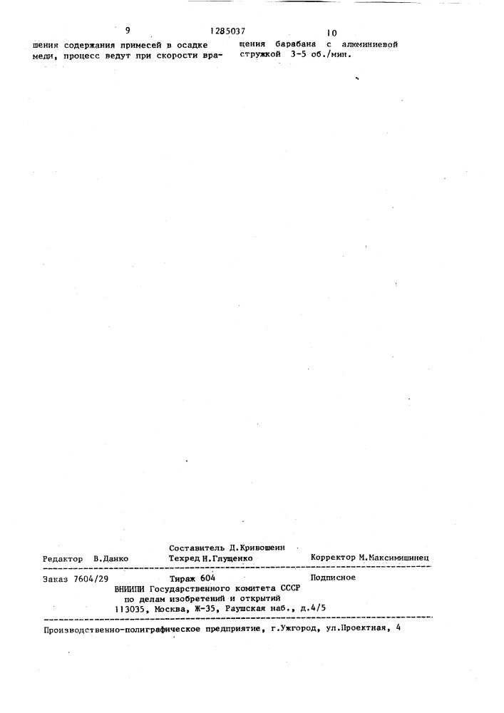 Способ получения порошка меди (патент 1285037)