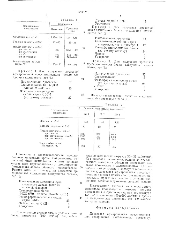 Древесная армированная пресс-композиция (патент 526522)