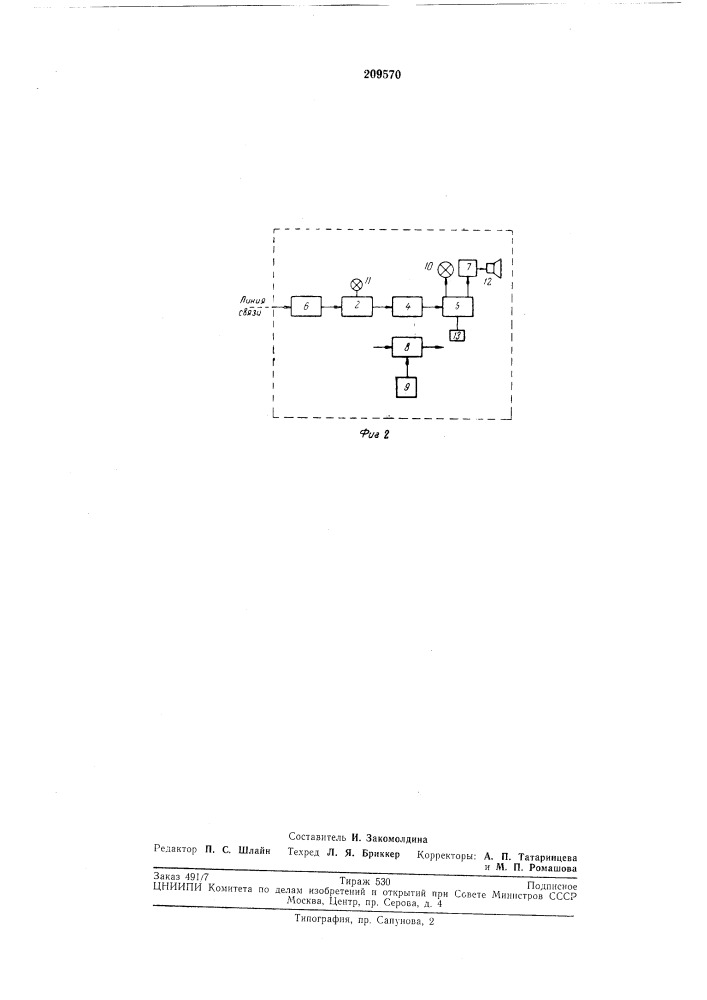 Устройство для дистанционной сигнализации о состоянии технологических параметров (патент 209570)