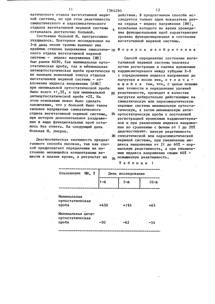 Способ определения состояния вегетативной нервной системы человека (патент 1364290)