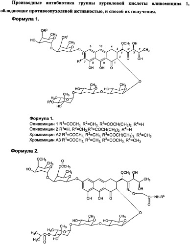 Производные антибиотика группы ауреоловой кислоты оливомицина 1, обладающие противоопухолевой активностью, и способ их получения (патент 2350621)