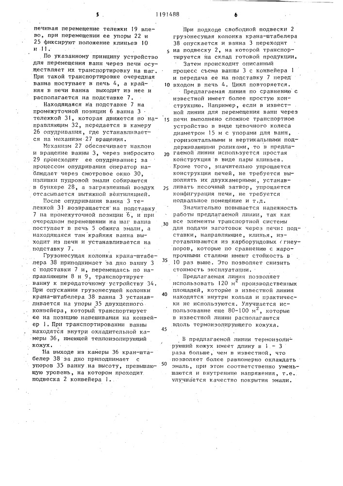 Линия для эмалирования металлических изделий (патент 1191488)