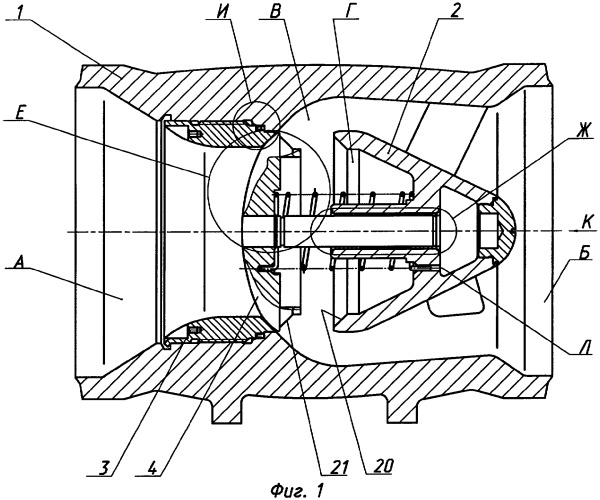 Клапан обратный с осевым направлением потока (патент 2313713)