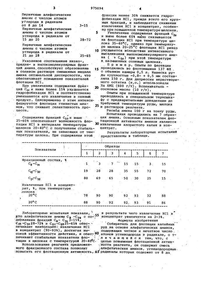 Собиратель для флотации калийных руд (патент 975094)