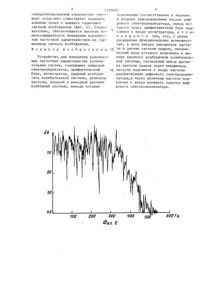 Устройство для измерения комплексных частотных характеристик колебательных систем (патент 1328685)