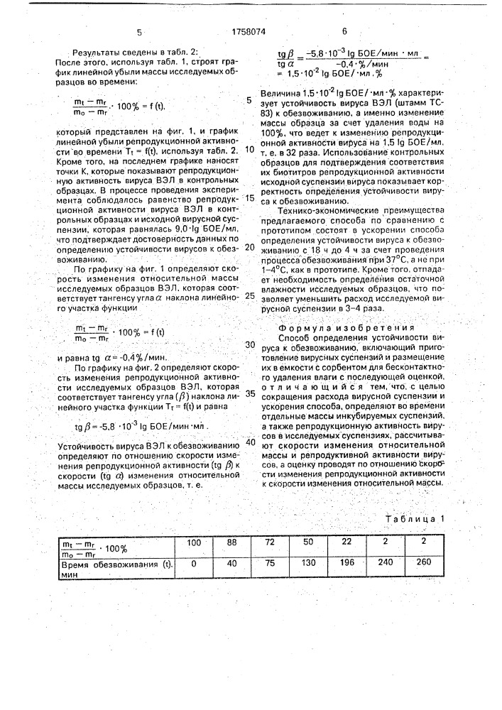 Способ определения устойчивости вируса к обезвоживанию (патент 1758074)