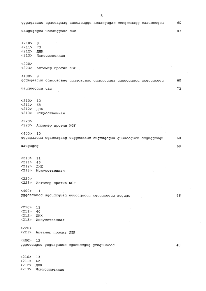 Аптамер против ngf и его применение (патент 2633510)