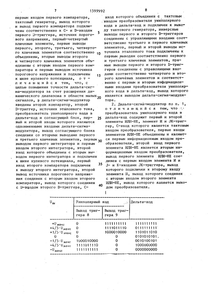 Дельта-сигма-модулятор (патент 1599992)