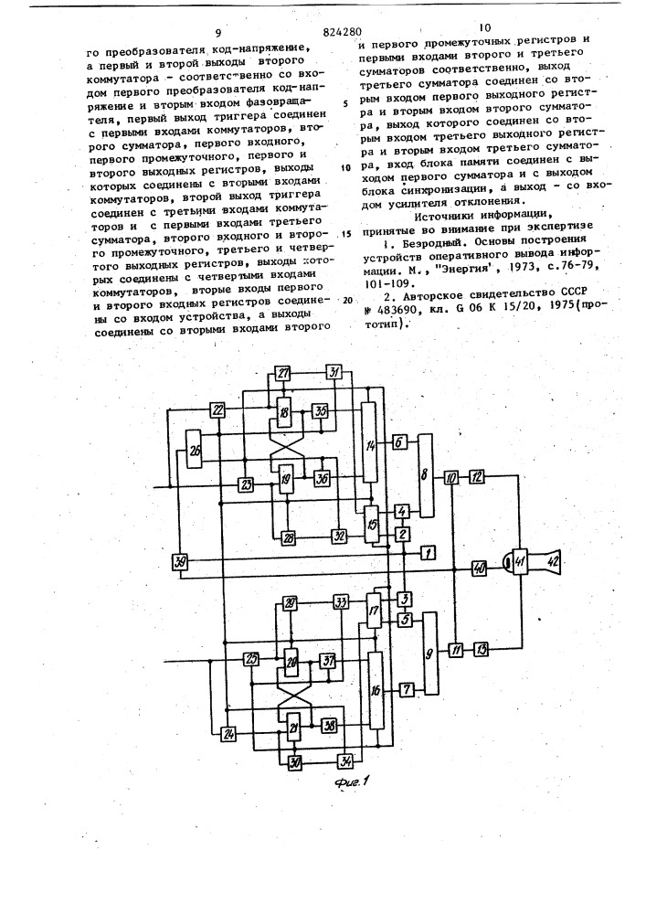 Устройство для отображения графическойинформации ha экране электронно- лучевой трубки (патент 824280)