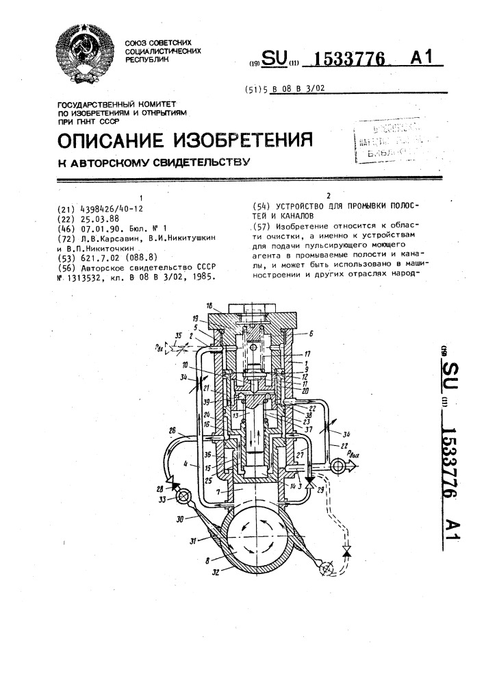 Устройство для промывки полостей и каналов (патент 1533776)