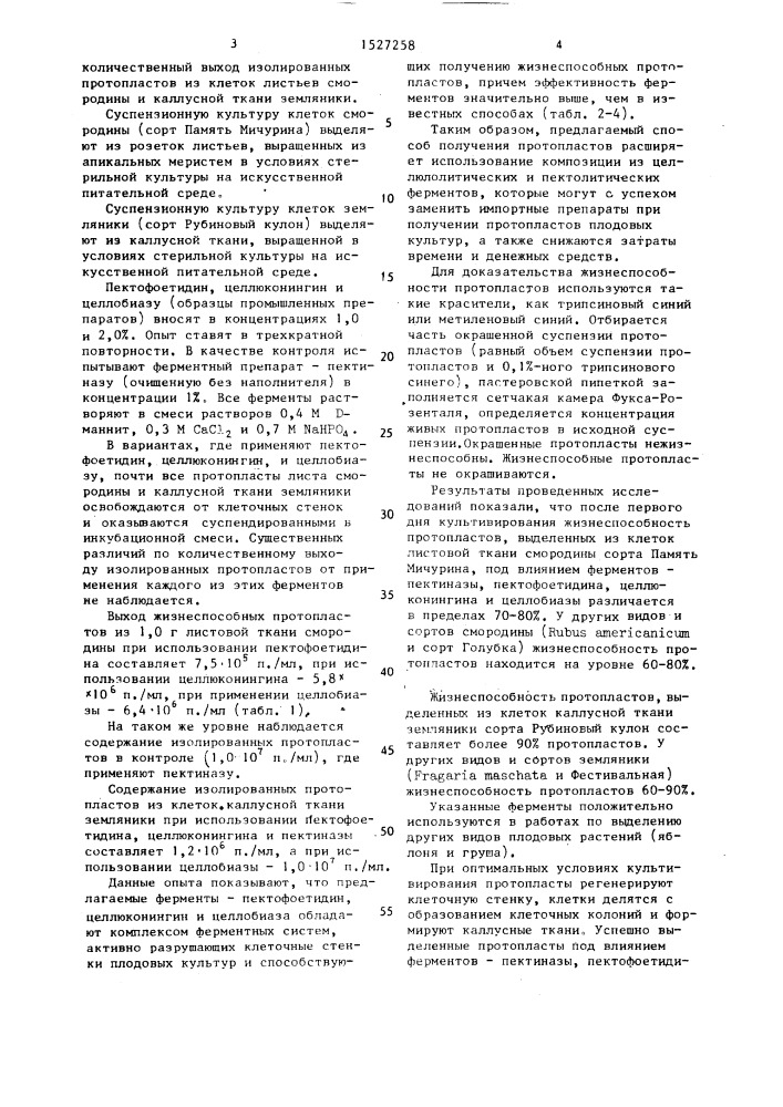 Способ получения протопластов плодовых растений (патент 1527258)