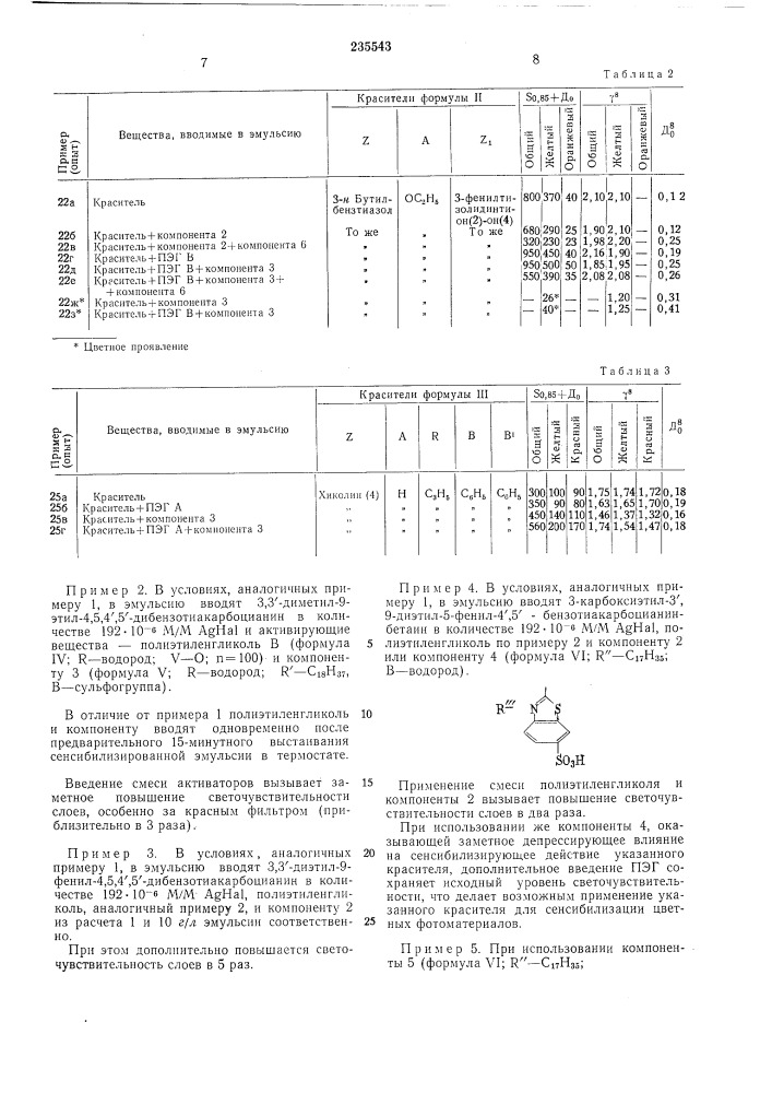 Способ получения черно-белых или цветных фотоматериалов (патент 235543)