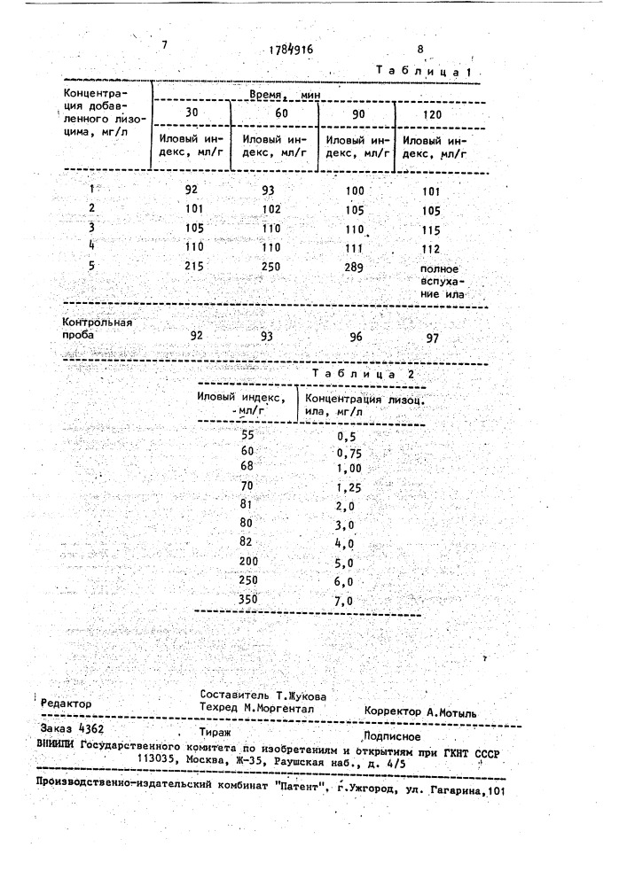 Способ оценки состояния активного ила (патент 1784916)