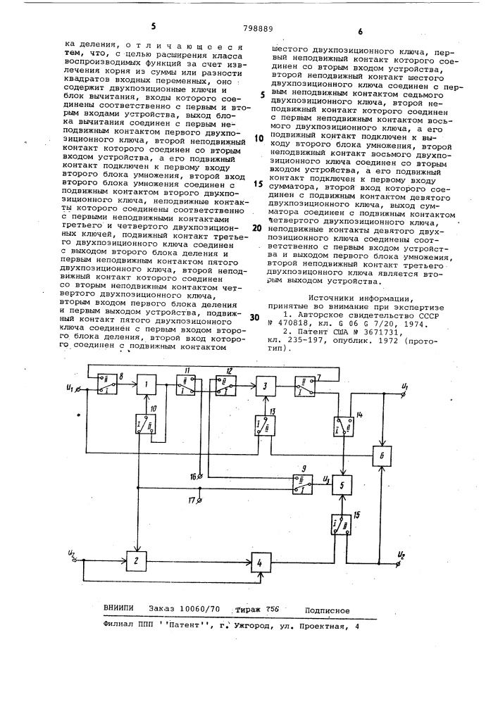Устройство для извлечения кор-ня (патент 798889)