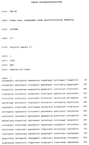 Новые гены, кодирующие новые протеолитические ферменты (патент 2423525)