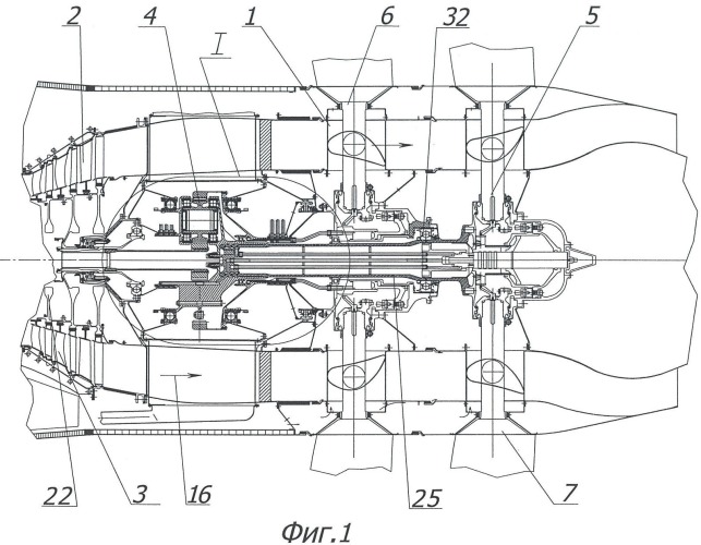 Газотурбинный двигатель с двухрядным винтовентилятором (патент 2428577)